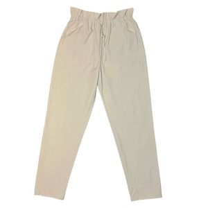 Carbon38 Cream Stretch Woven Drawstring‎ Paperbag Waist Pant-Medium
